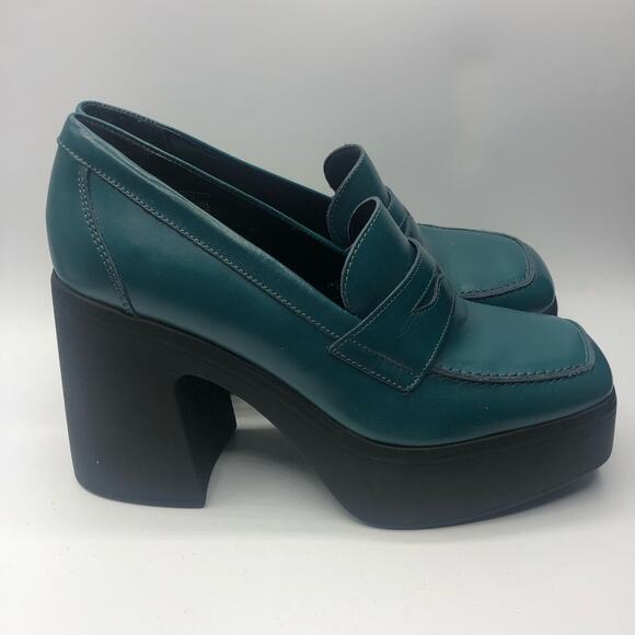 Free People Women's Zoe Slip OnLoafers Platform Heels Jade Size EU 40 / Us 10